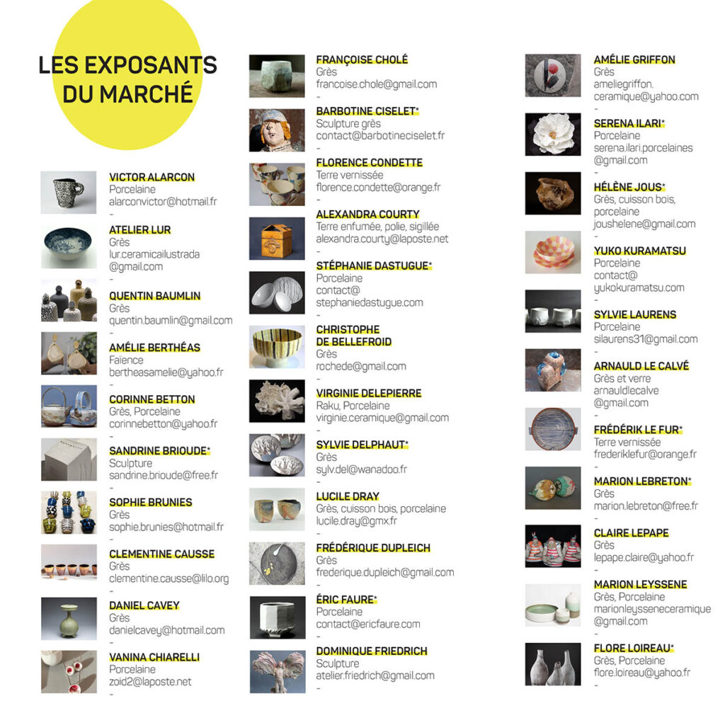 Liste Exposants 2022 1 | Terre et Terres | Marché Giroussens | Marché Céramique Contemporaine Giroussens 4, 5 et 6 juin 2022 | Article | Terre et Terres | 10 janvier 2023